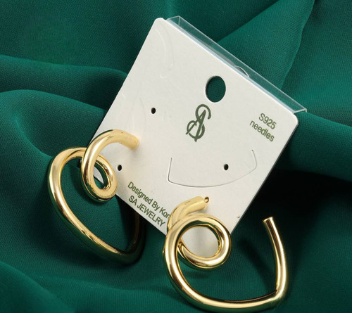 گوشواره دخترانه زنانه طرح قلبی آبکاری نقره