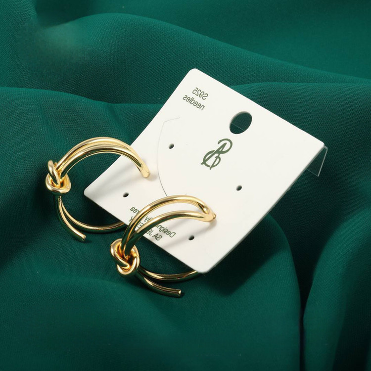 گوشواره فشن جدیدآبکاری نقره شیک وخاص گره ای طلایی