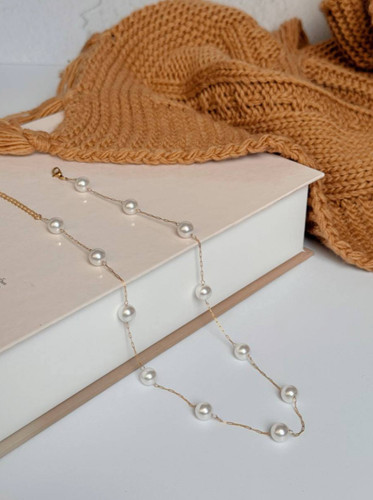 گردنبند توپی مرواریدی آبکاری نقره