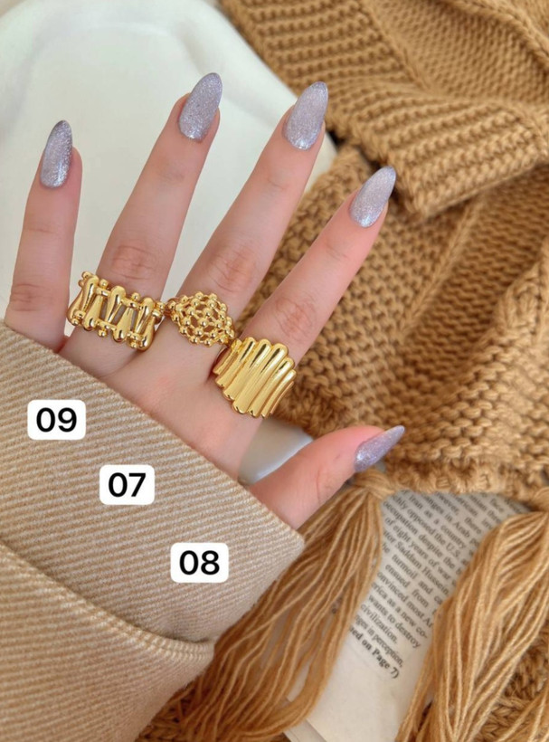 انگشتر نرده ای زنانه شیک طرح طلا فری سایز