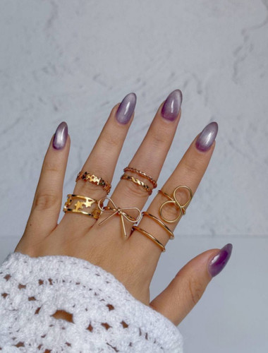 پک انگشتر مینیمال دخترانه آبکاری طلا