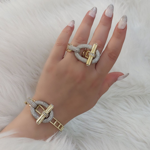 ست دستبندوانگشترهرمس طرح جواهری .فوقلعاده شیکومجلسی باکیفیت عالی