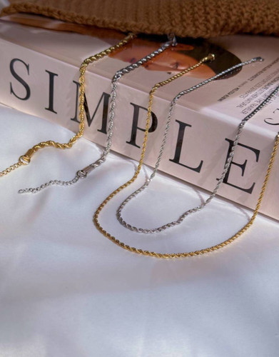 نیمست گردنبند ودستبند طنابی استیل درجه یک