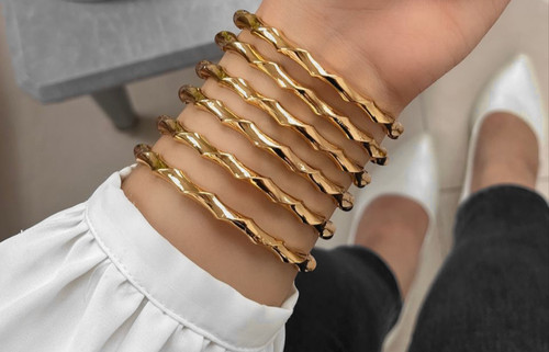 النگوزنانه فیوژن پیچی وارداتی طرح جدید طلا رنگ ثابت