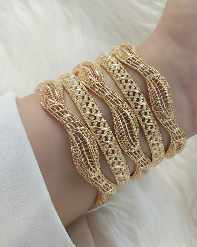 النگوترکیبی بحرینی زنانه،النگوجدیدعربی طرح طلا،