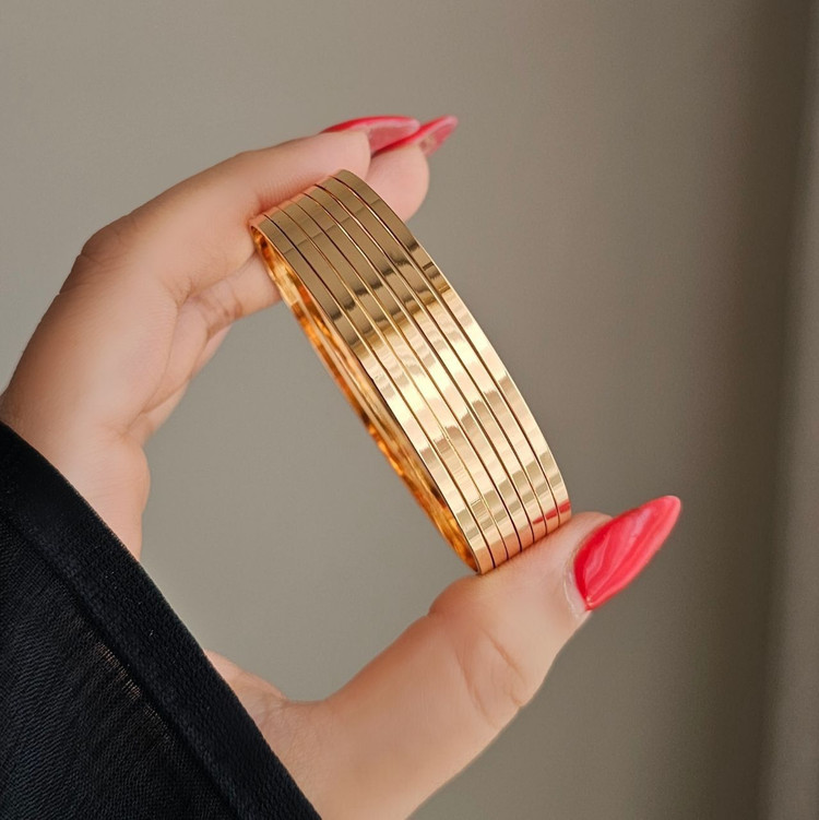 النگوآینه ای تخت۲میل ysx رنگ ثابت طرح طلا .ضدحساسیت