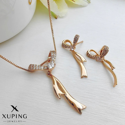 نیمست گردنبند وگوشواره پاپیون برندژوپینگ مناسب پوست خیلی حساس