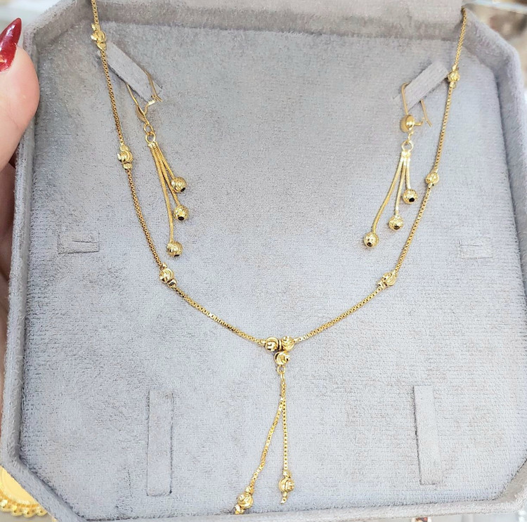 نیمست گوی البرنادو گردنبند وگوشواره ظریف استیل رنگ ثابت