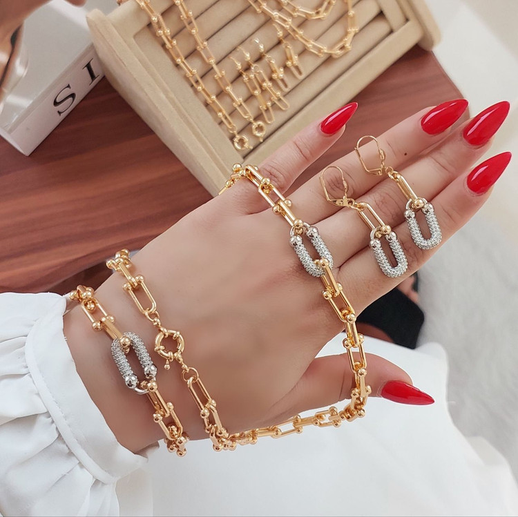 سرویس تیفانی دورنگ جدید استیل آبکاری قوی طلا نگین مخراج کاری