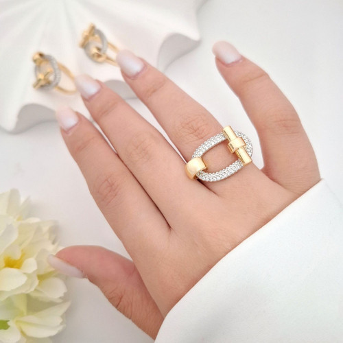 انگشتر هرمس جدید استیل آبکاری طلا سایزبندی کامل