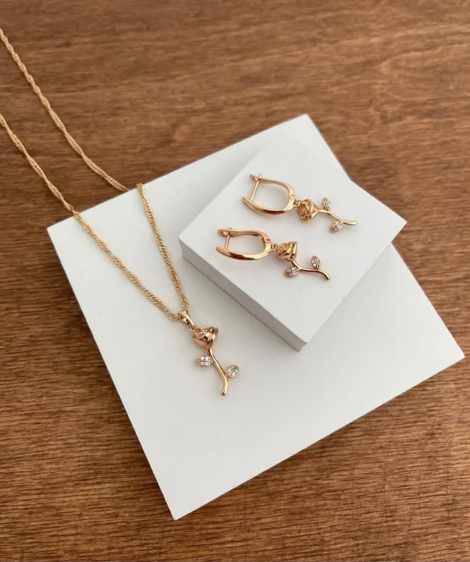 نیمست مینیمال ژوپینگ طرح گل رز باآبکاری طلا