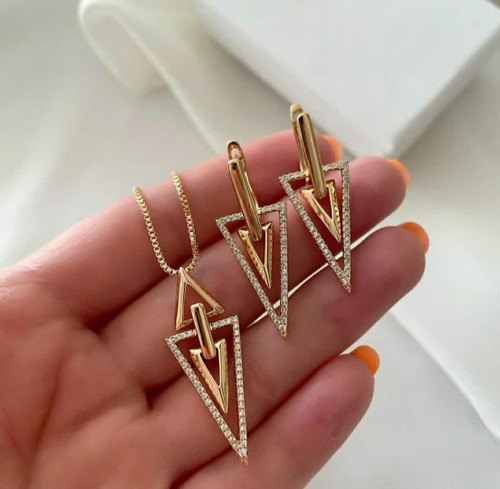 نیمست ژوپینگ مثلثی نگینی آبکاری طلا