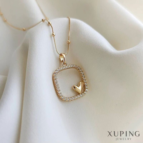 پلاک مینیمال قلبی ژوپینگ طراحی عاشقانه آبکاری طلا بدون زنجیر