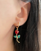 گوشواره مینیمال گل رز برند Ysx آبکاری طلا