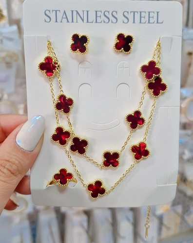 سرویس ونکلیف قرمز استیل ۵گل رنگ ثابت وضدحساسیت