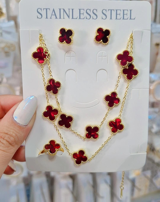 سرویس ونکلیف قرمز استیل ۵گل رنگ ثابت وضدحساسیت