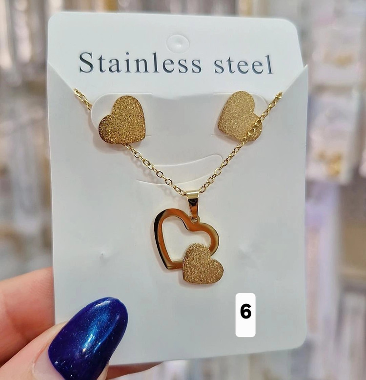 نیمست شنی مینیمال طرح قلب دوتایی استیل رنگثابت