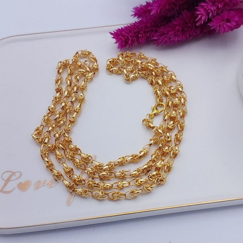 گردنبندزنجیریزدی بلند یک متری طرح طلا جنس برنز