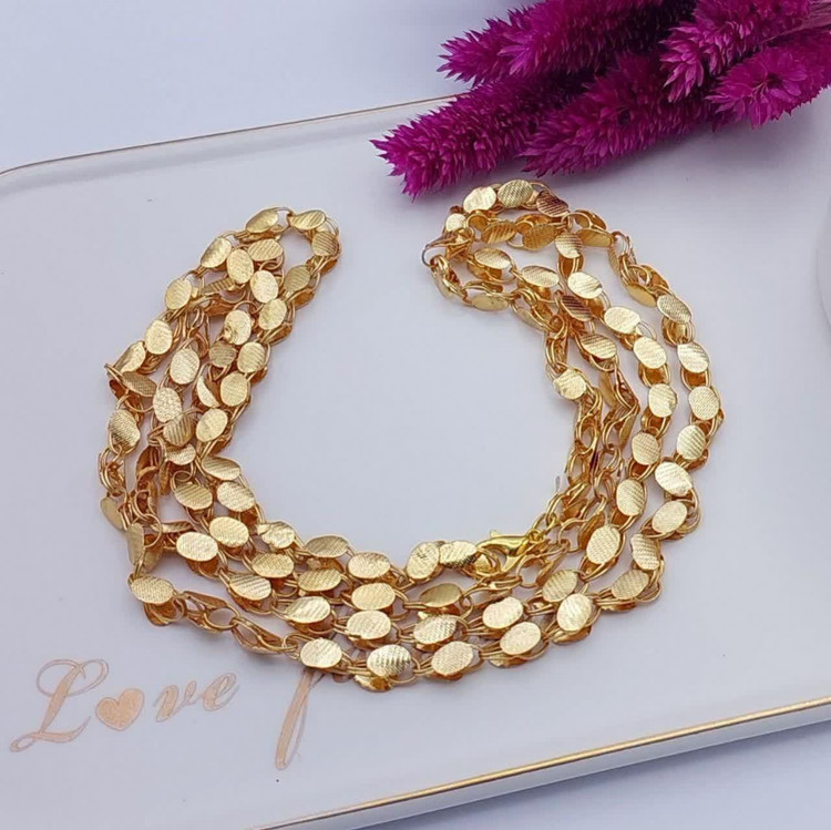 گردنبندزنجیربیروتی بلند یک متری طرح طلا جنس برنز