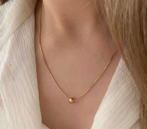 گردنبندمینیمال گوی ژوپینگ طرح طلا آبکاری طلا