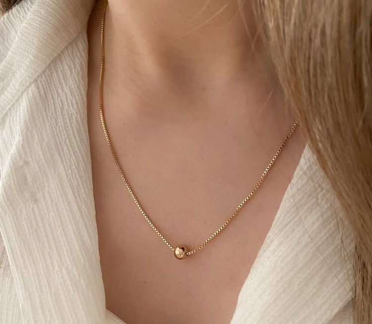 گردنبندمینیمال گوی ژوپینگ طرح طلا آبکاری طلا