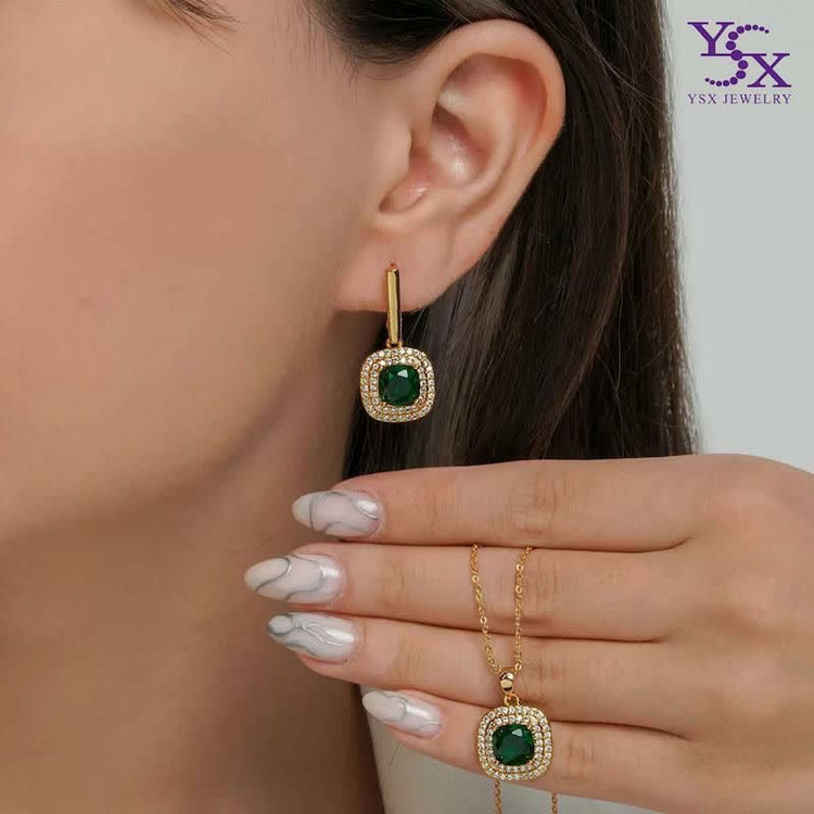 نیمست مجلسی سنگی طرح جواهری نگین سبز