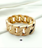 دستبند کارتیر بنگل پهن طلایی استیل رنگ ثابت آبکاری طلا