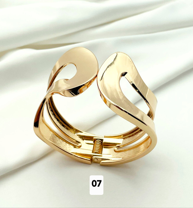 بنگل پهن طلایی استیل رنگ ثابت آبکاری طلا