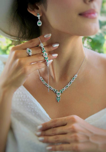 سرویس نقره جواهری زمرد