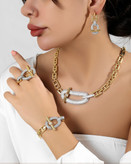 نیمست هرمس طرح جواهری رنگ ثابت آبکاری طلا نگین اتریشی مخراجکاری