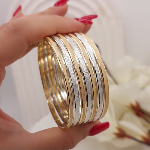 پک النگو ترکیبی طلاروس آینه ای تراش ۷عددی رنگ ثابت