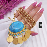 گردنبند فیروزه سنگی پهلویی شیک وجدید
