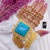 گردنبندبلند سنگی فیروزه ای آویزدار