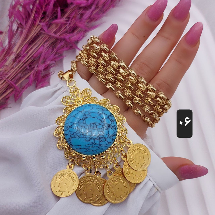 گردنبند نگین فیروزه اصلی آویزدار برندمعتبر my dear وارداتی