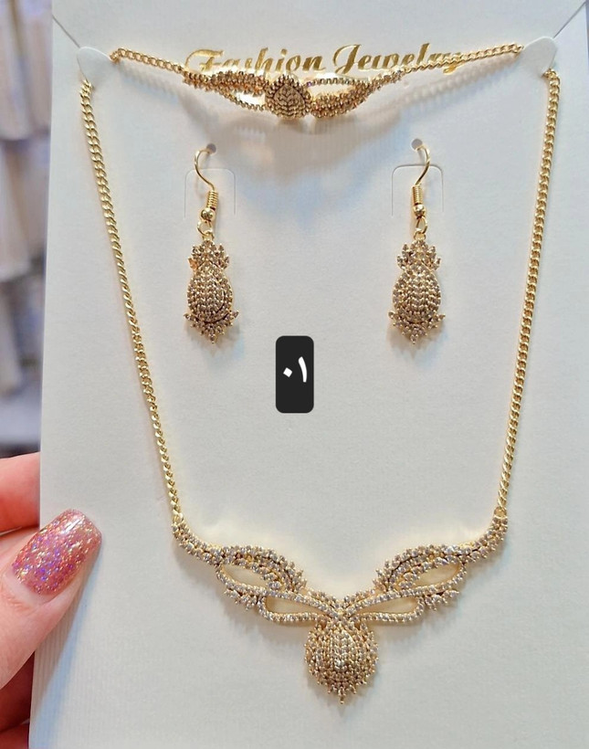 سرویس جواهری طلایی وارداتی نگین هامخراج کاری شده