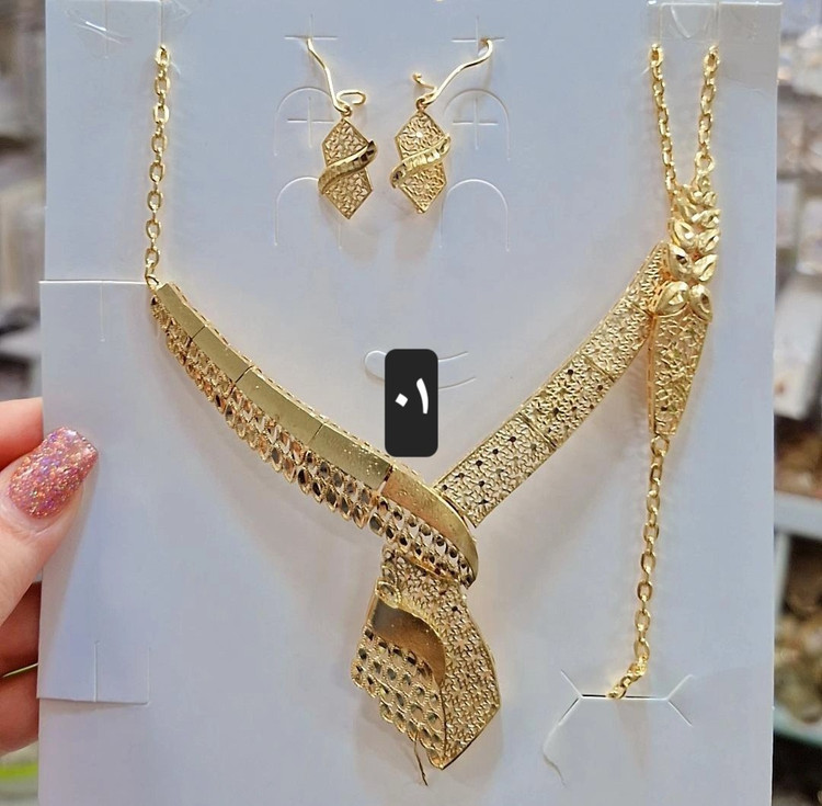 سرویس طلایی کراواتی زنانه مجلسی طرح طلا