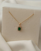 گردنبند ژوپینگ نگین سبز مخراج کاری آبکاری طلا ۱۸عیار