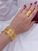ست دستبند و انگشتر بحرینی رنگ ثابت آبکاری طلا