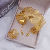 ست دستبند وانگشتر اماراتی رنگ ثابت آبکاری وارداتی