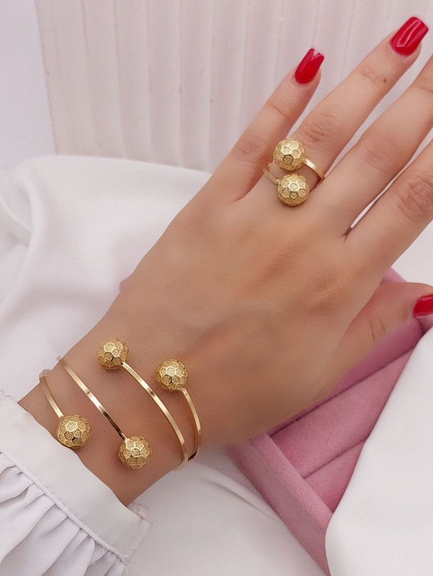 نیمست دستبند وانگشتر توپی وارداتی آبکاری شده