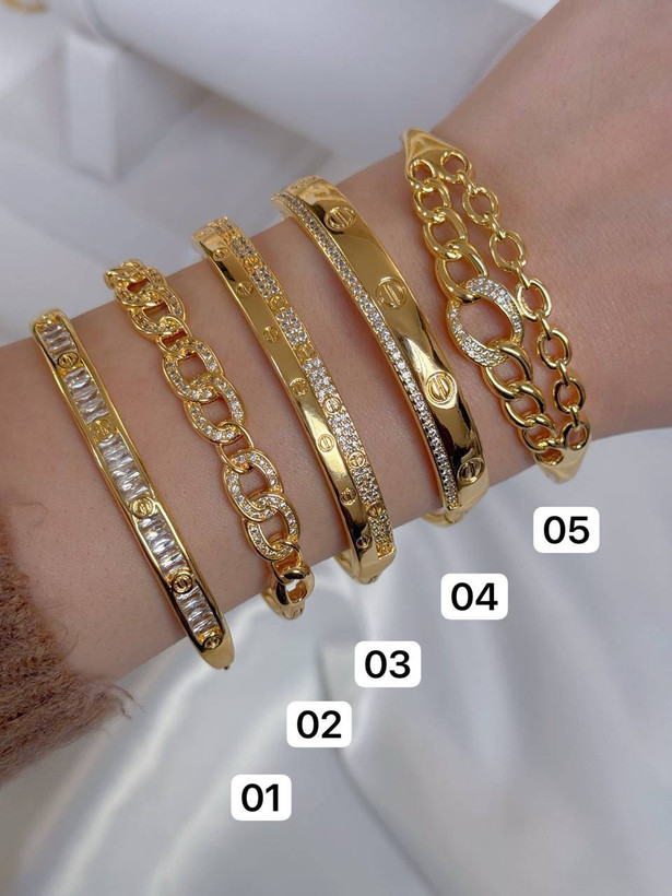 بنگل لوکس زنانه و دخترانه آبکاری طلا وارداتی