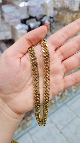 گردنبند کارتیر مردانه طلایی سایز پهن رنگ ثابت