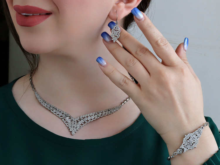 سرویس مجلسی سیلور طرح جواهری فول نگین