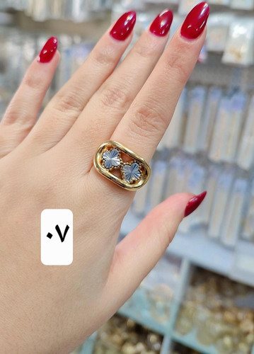 انگشترجدیددخترانه ونکلیف طرح طلا رنگ ثابت ضمانتی