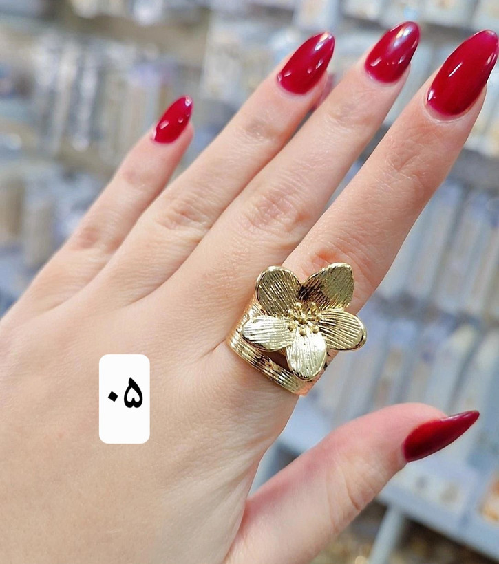 انگشتر طرح گل جدید مشابه طلا جنس برنزی کیفیت بالا