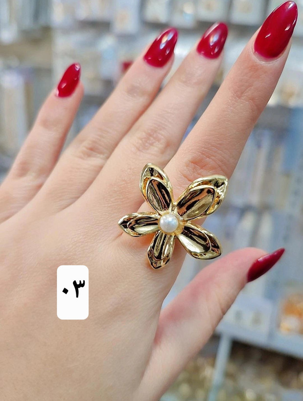 انگشتر گل جدید طرح طلا وارداتی ثبات رنگ بالا کیفیت عالی