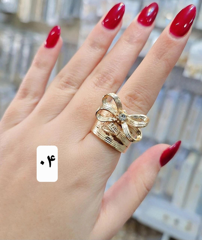 انگشتر پاپیون جدید مشابه طلا رنگ ثابت وضدحساسیت برنزی