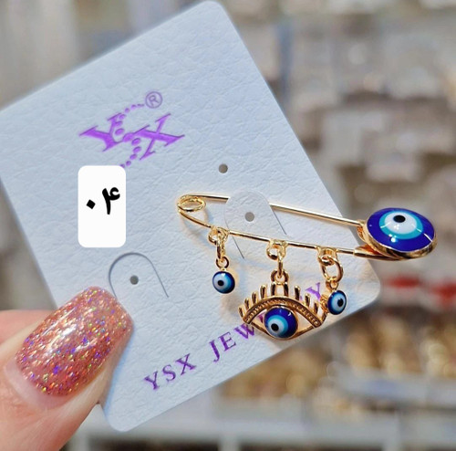 سنجاق پستونک چشم نظر نوزادمشابه طلارنگ ثابت آبکاری طلا