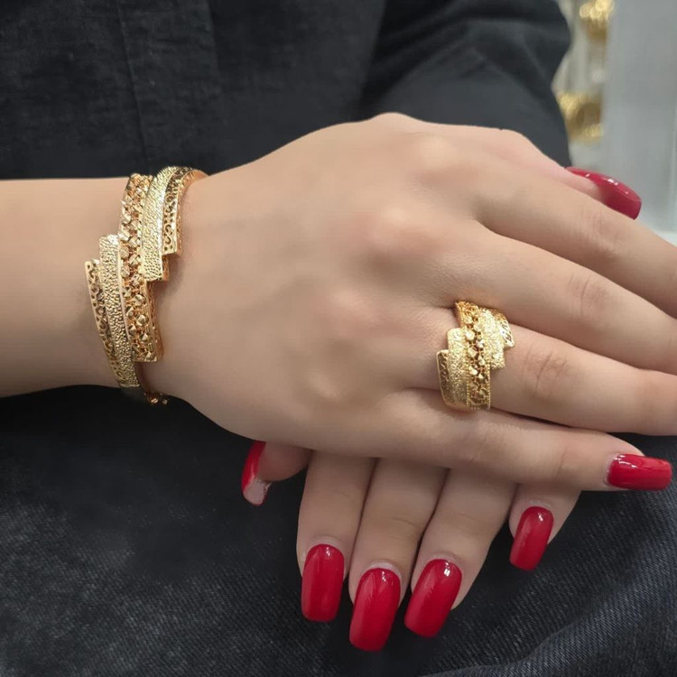 3_نیمست جدید طرح طلا دستبندانگشتر رنگ ثابت ysx