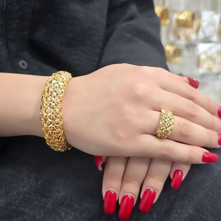 4_ست دستبندوانگشتر مشابه طلا رنگ ثابت آبکاری طلا ysx